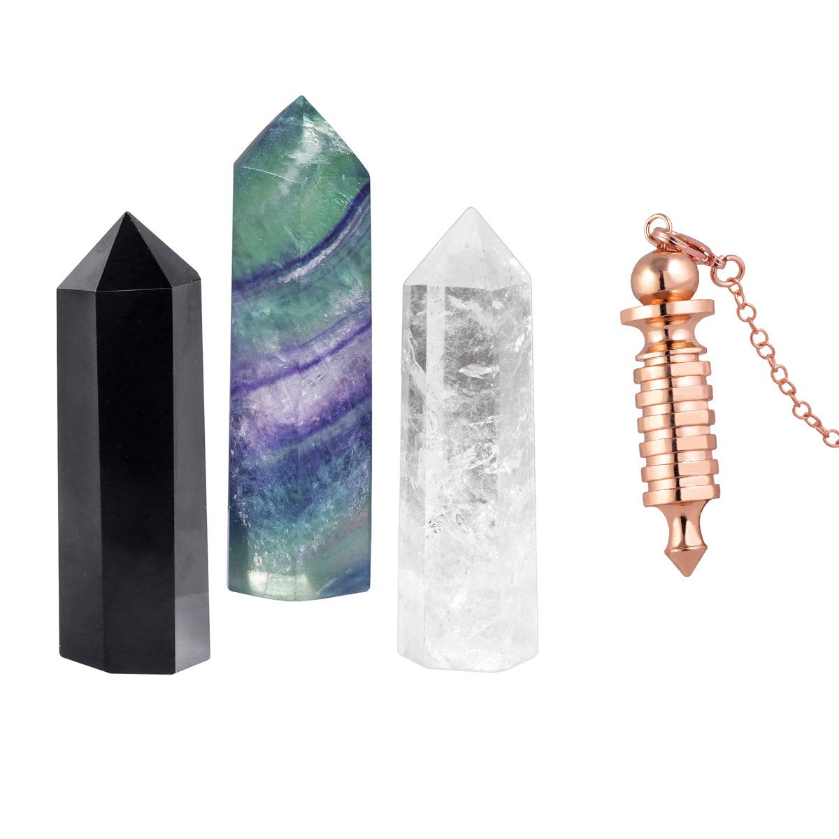 KYEYGWO Crystal Quartz Wand and Dowsing Pendulum for Divination Meditation, Reiki Healing Chakra Crystal Spiritual Gifts