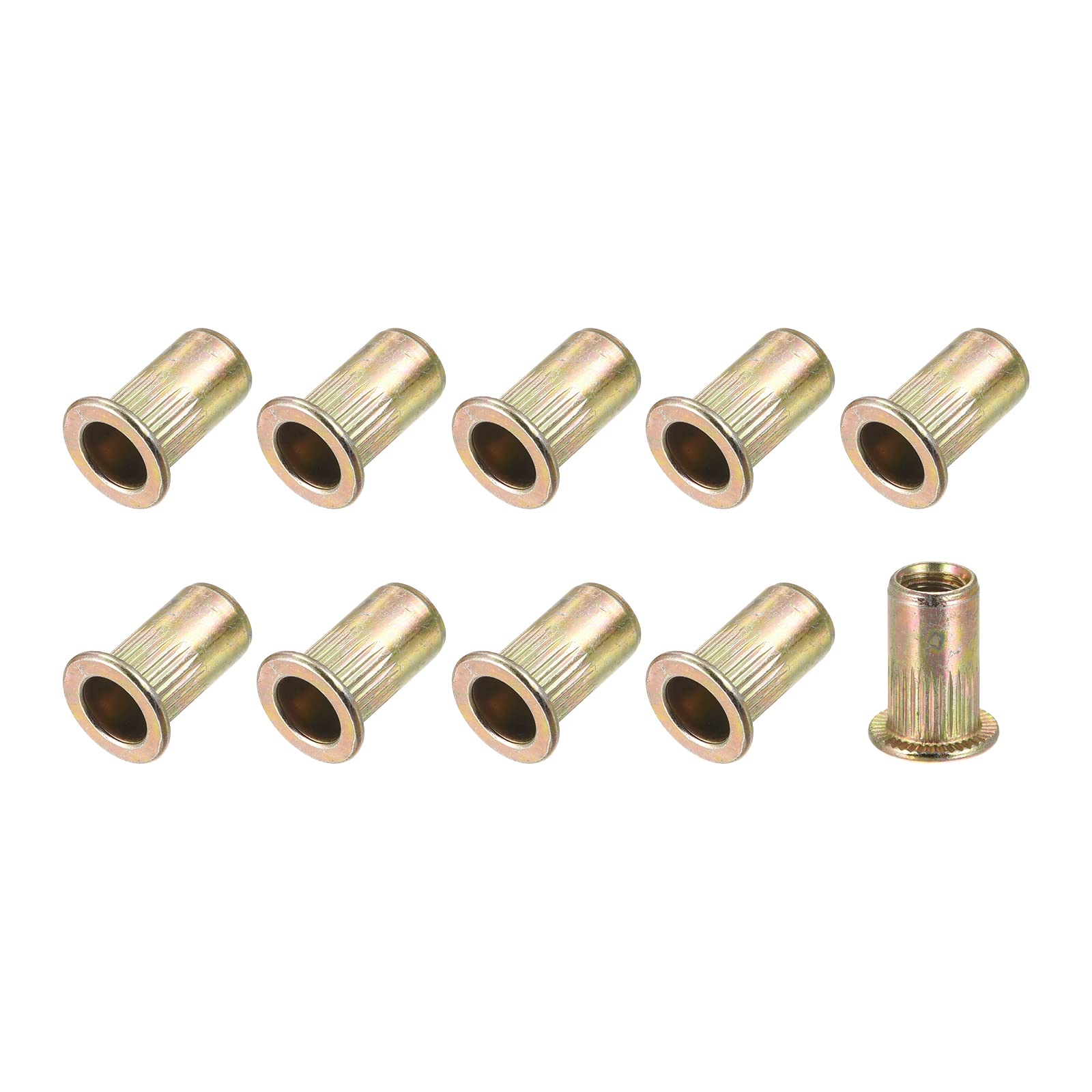 METALLIXITY Rivet Nuts (M5) 60Pcs, Stainless Steel Threaded Insert Nuts - for Furniture Mechanical Fasteners, Gold Tone