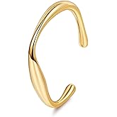 Masedy 18K Gold Plated Cuff Bracelets for Women Adjustable Open Bangle Bracelet Gold Minimalist Teardrop Irregular Hollow Multi-Layer Wrist Cuff Bracelet Trendy Jewelry