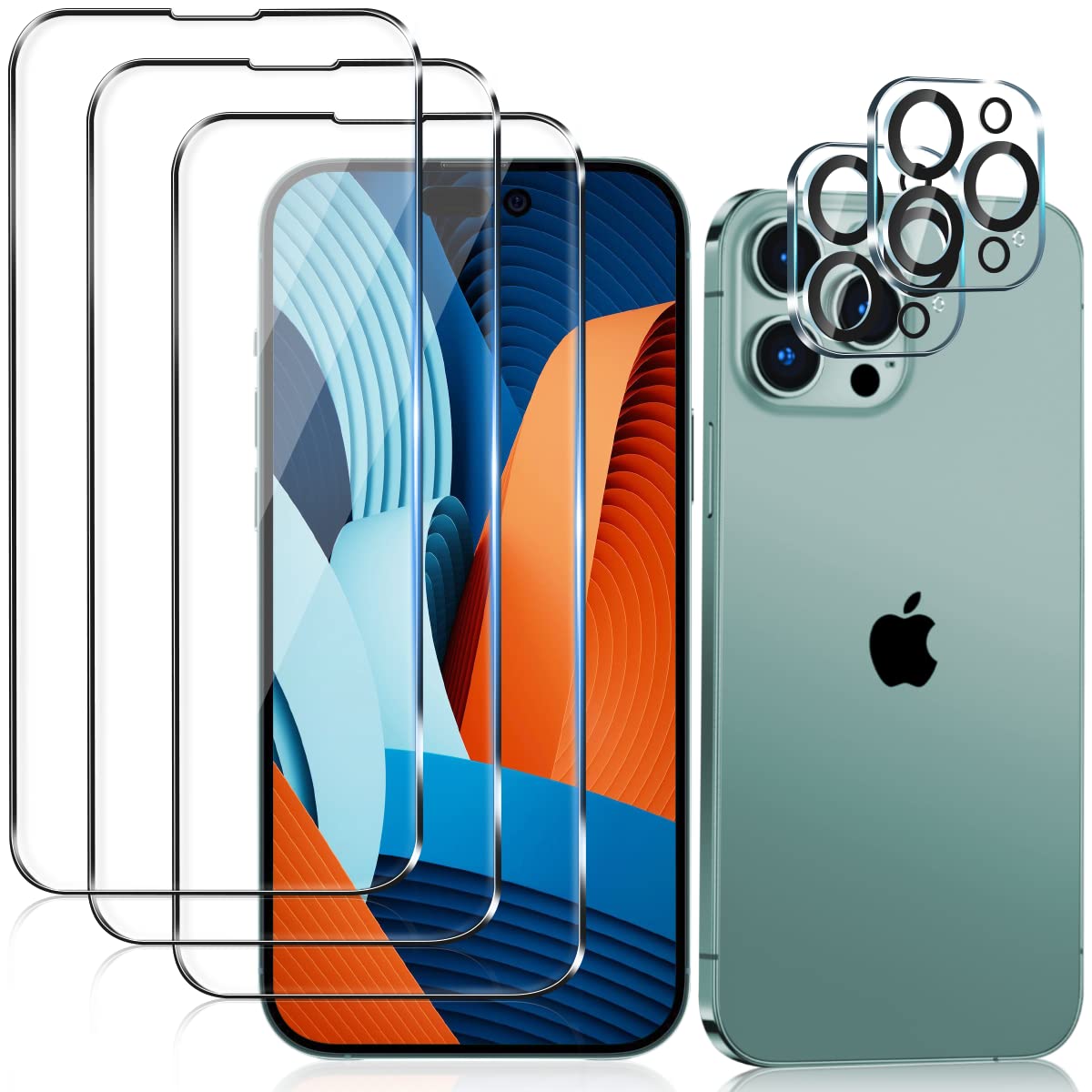 3+2 Pack iphone 14 Pro Max Screen Protector Glass and Camera Lens Protector [9H Hardness]Tempered Glass Screen Protector [Bubble Free] [Ultra HD] Case Friendly Full Coverage,For iphone 14 Pro Max 6.7"