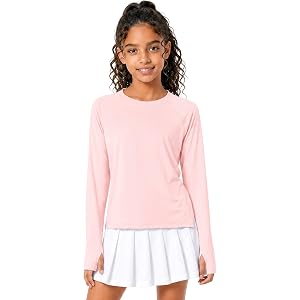 Wenlia Girls Long Sleeve Athletic Shirts Thumbhole Quick Dry Sports Tops | Girls long sleeve athletic shirts, UPF 50 quick dr