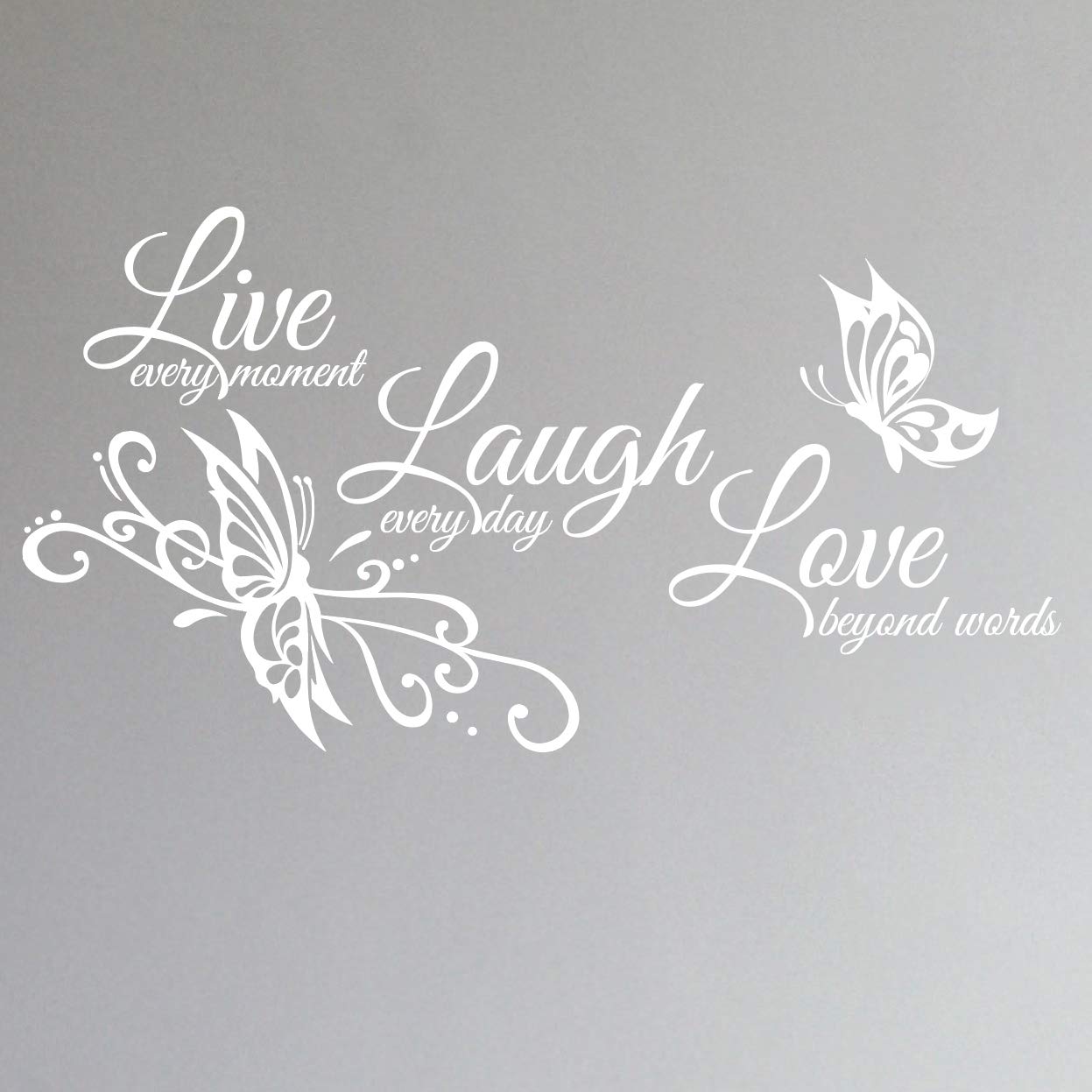 Innovative Stencils Live Love Laugh Family Wall Decor Decal Art Sticker 24" Wide x 12" high #1468 (Matte White)