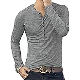 KUYIGO Men Henley Shirts Casual Stylish Basic Short Long Sleeve Fashion Lightweight T-Shirt