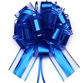 HQJAXJ 6pcs Pull Bows,Blue Bows for Gift Wrapping Pull Bows for Wedding Baskets,6 Inches Diameter Gift Bows,Decorate Gifts Such as Christmas,Valentine's Day,and Parties (Blue)
