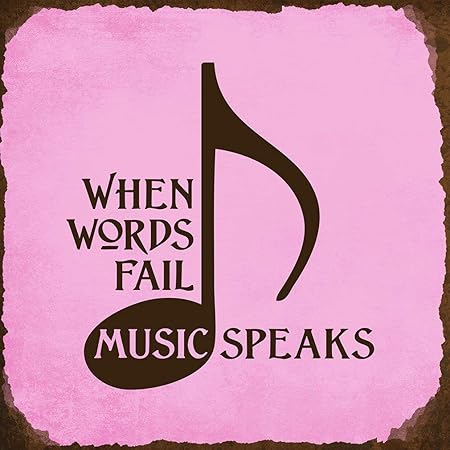 Iliogine Targa In Metallo Rustico Con Scritta In Inglese When Words Fail Music Speaks Square Rusty Pink Brown Lettering Rosa Marrone Alluminio Decorazione Da Parete Amazon It Casa E Cucina