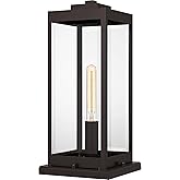 Quoizel Westover Outdoor Pier Mount Base Lantern, 19 Inch 1-Light Western Bronze Modern Post Light, Clear Beveled Glass, Outs