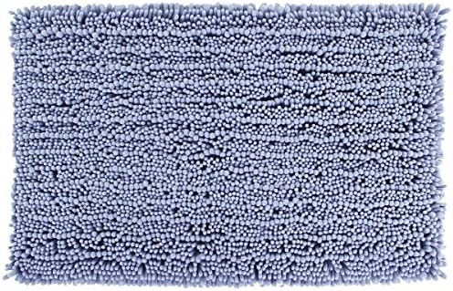 ABoby Soft Plush Bath Mat Microfiber Shag Bathroom Rugs Non Slip Absorbent Fast Drying Chenille Bathroom Carpet Shower Rug (22" x 34", Blue)