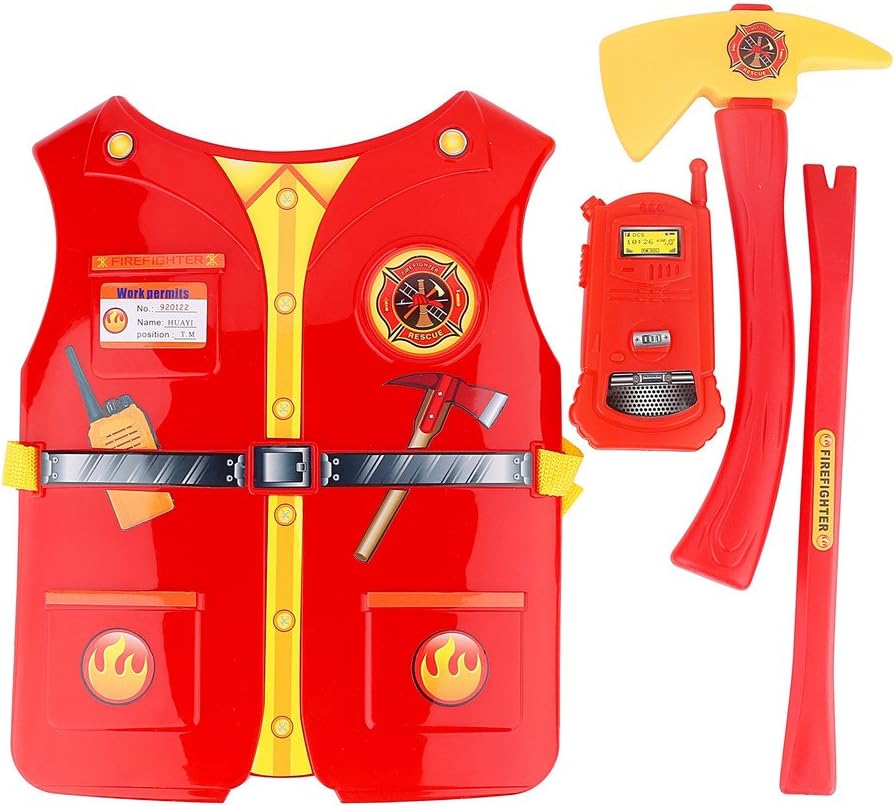 Kids Fireman Role Play Set Cosplay Costume Firefighter Dress up Pretend Play Toys Kit