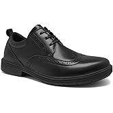 Men's Orthopedic Business Leather Dress Shoes: Comfortable Arch Support Plantar Fasciitis Formal Tuxedo Oxford, Flat Feet Casual Modern Classic Wingtip Walking Shoes for Foot and Heel Pain Relief