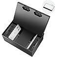 Vagueior Recessed Floor Electrical Outlet Kit,with 4 * 15A Receptacle+1 * 5V 2.1A USB Charging Ports+2-Port RJ45 Datacom Receptacle，Waterproof Electrical Outlet Covcer Box,Black