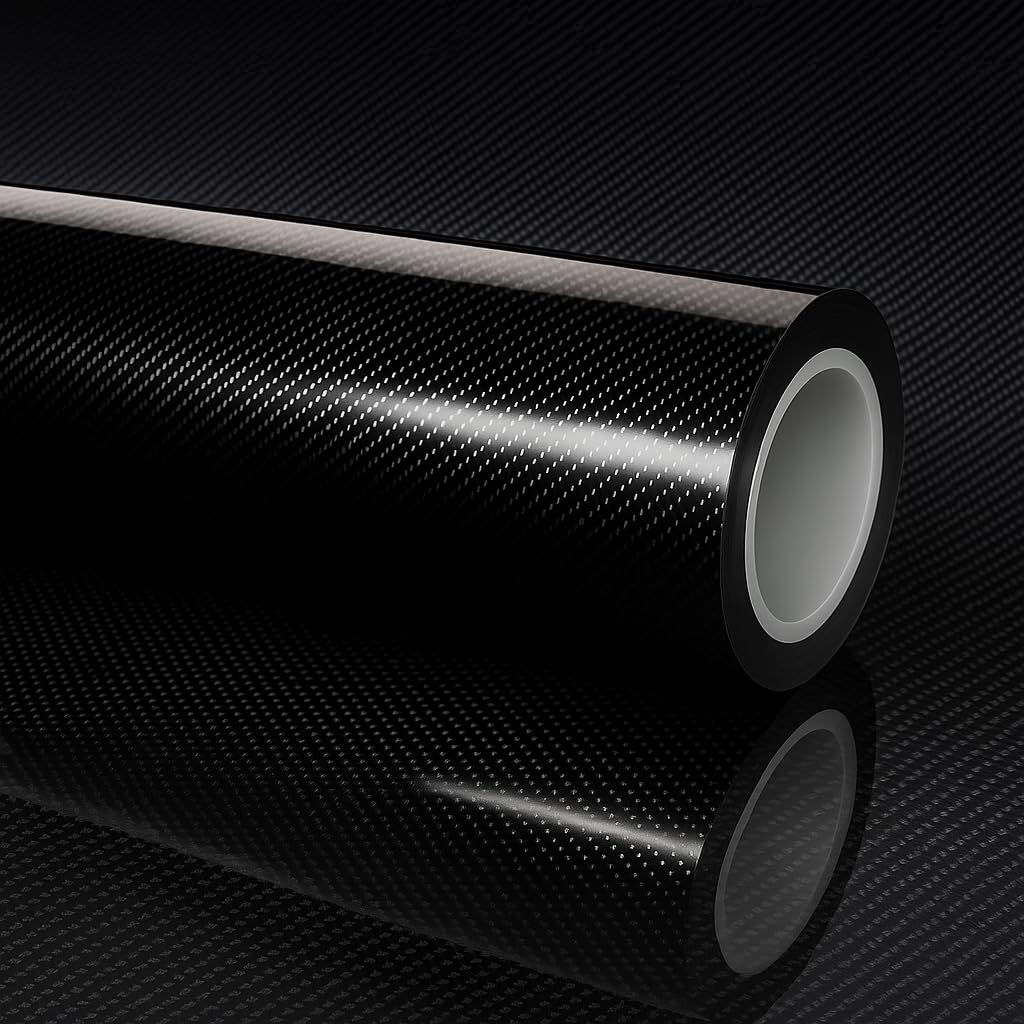 Photo 1 of RockRose 7D Super Glossy Black Carbon Fiber Vinyl Wrap - Anti-Wrinkle, Air Release Automotive Wrap - DIY Decals Self Adhesive Car Vinyl Sticker for Interior/Exterior - Size 1FT x 10FT