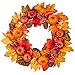 15Inch Fall Wreath Front Door Wreath with Maple Leaf,Pumpkin, Pine cone,Berries Garland Harvest Wreath for Halloween and Thanksgiving Home Indoor or Outdoor Arrangement Decoration