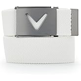 Callaway Men's V-Logo Web Golf Belt with Durable Textured Stretch Material and Metal Tip Adjustable Buckle