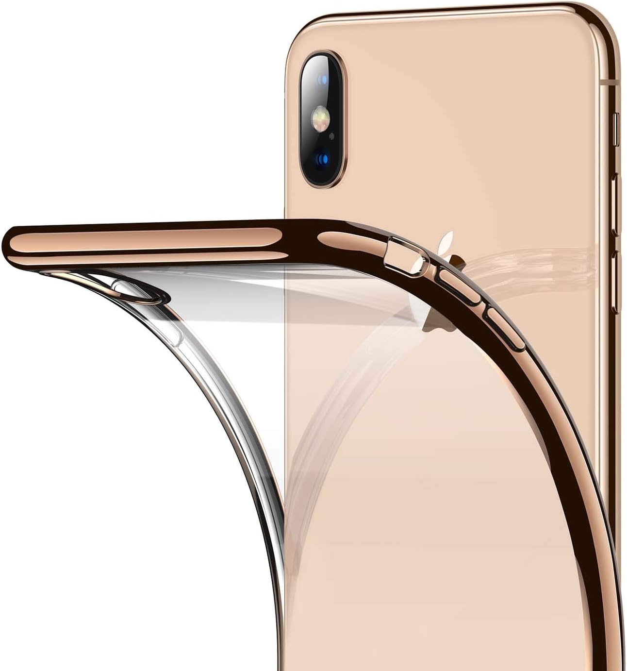 RANVOO Clear iPhone Xs Max Case, Soft Silicone Cover with Gold Electroplated Bumper Thin Slim Fit Case for iPhone Xs Max 6.5 Inch (2018), Gold