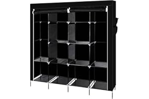YFZD3087 Portable Closet Portable Closets for Hanging Clothes Wardrobe Clothes Organizer Portable Closet with Shelves Portable Closets for Hanging Clothes Heavy Duty (Black)