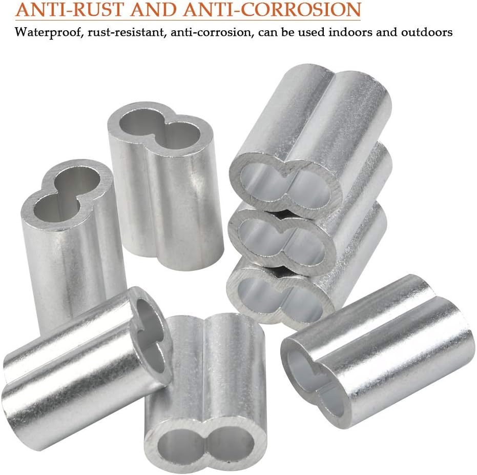 25Pcs Professional Rope Clamps 8mm Crimping Clamps Made of Aluminum