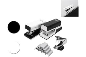Yorhoen Office Mini Stapler for Desk with Staples,Non-Slip Small Staplers 20 Sheet Capacity Incorporate Standard 2 Pack Tiny Staples,Staple,Remover Set for Classroom Desktop Travel(White and Black)