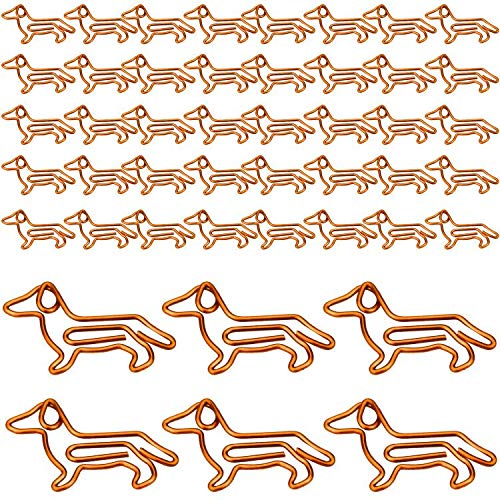 Winfred Dog-shaped Metal Paper Clips, 40Pcs, Orange, Durable, Practical, for Office School Notebook Supplies Organizing