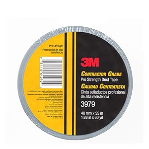 3M Contractor Grade Pro Strength Duct Tape 3979 Silver, 1.88 in x 60 yd –Industrial Multi-Use Professional Adhesive, 1 Pack