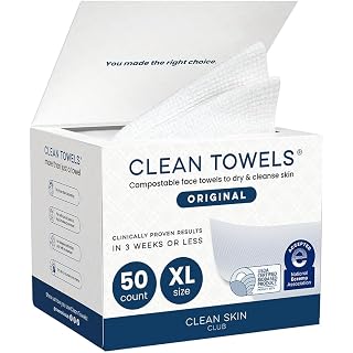 Clean Skin Club Clean Towels XL®, 100% USDA Biobased Face Towel, Disposable Face Towelette, Eczema Association Accepted, Make