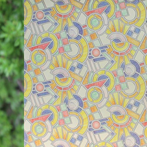 ASIBG Home Glass Film Window Stickers Bathroom Window Stickers Transparent Opaque Glass Decorative Paper Matte Sunscreen Film Insulation Window 0.9M×2M,Rotary Art