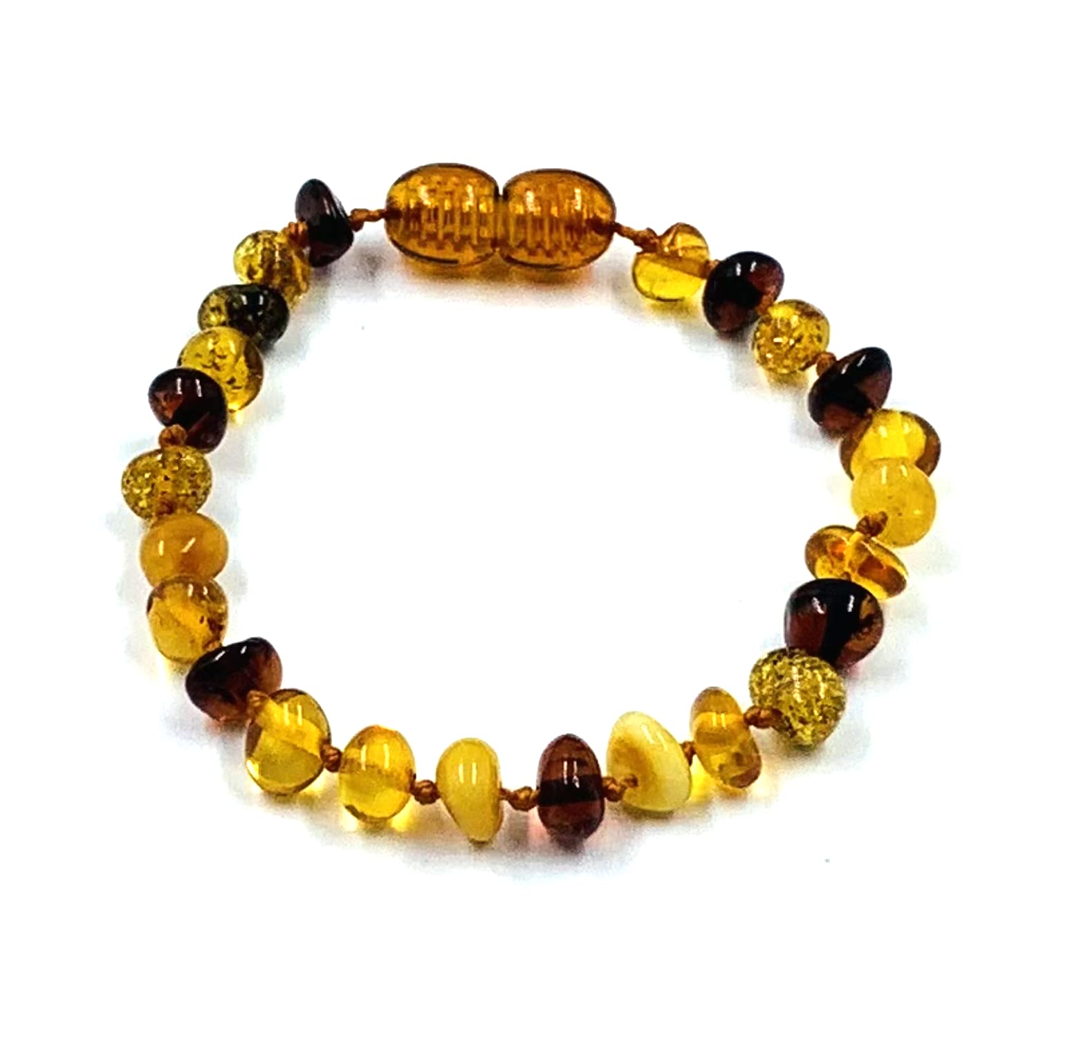 Natural Baltic Amber Bracelet/Anklet- Handmade Genuine Amber Beads - Knotted Between Beads 14cm