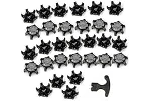 MYCRITEE 30Pcs Replacement Spikes for Golf Shoe, Outdoor Rubber Golf Shoe Spikes, Black and White Mixed Color Studs with Nail Remover