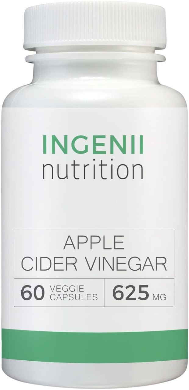 Apple Cider Vinegar Capsules | Ingenii Nutrition | All Natural | Supports Natural Weight Loss, Detoxifies and Supports Digestion | 60 Premium Extra Strength 625mg Vegetarian Capsules