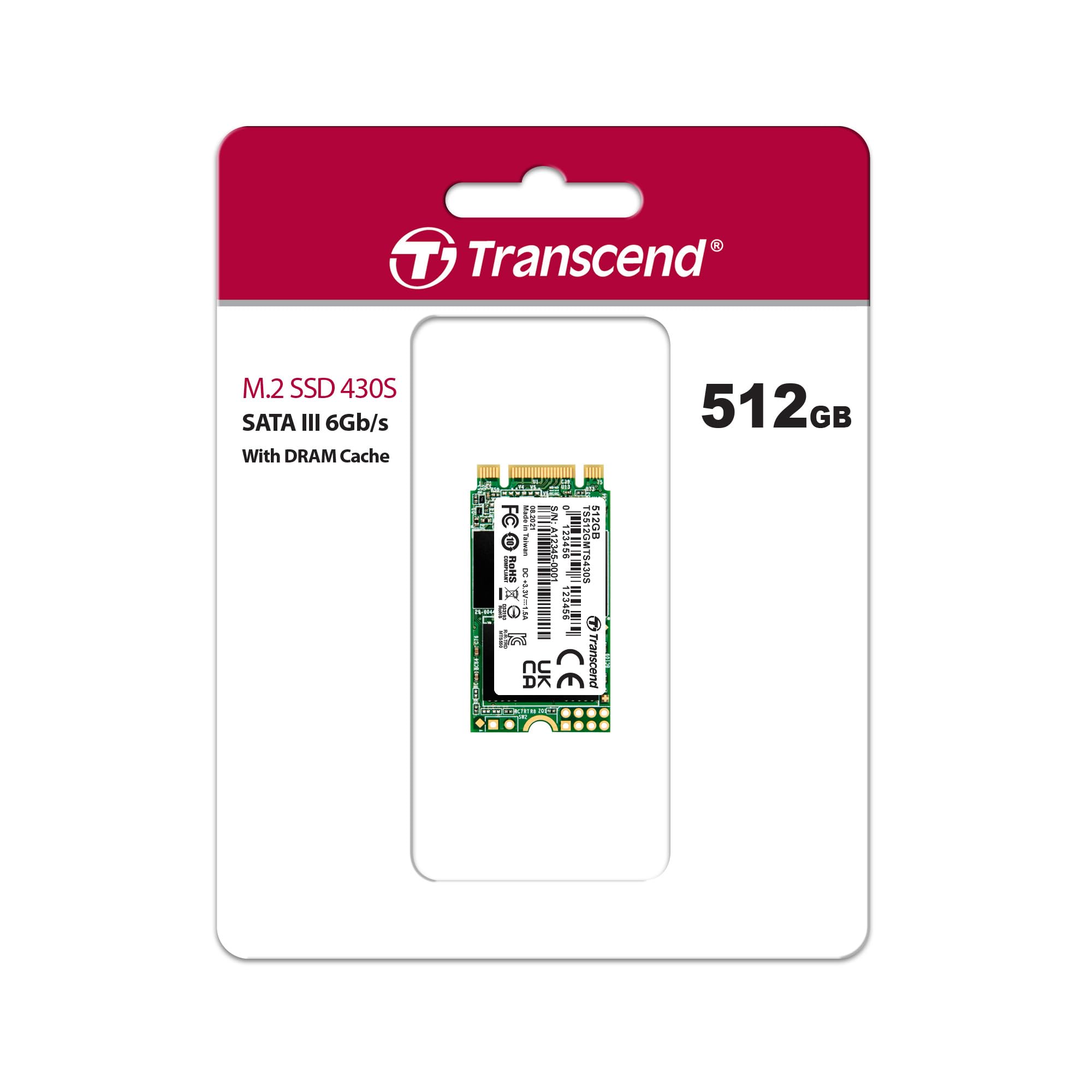 Transcend 512GB M.2 2242 SATA III SSD with Dram Cache, Up to 560MB/s, Compatible w/Ultrabook/Laptop/PC/Desktop, 3D TLC NAND Flash Internal Solid State Drive, LDPC Error Correction, SLC Cache, B+M Key