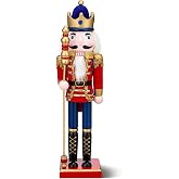 Karenhi 15 Inch Christmas Wooden Classic King Nutcracker | Traditional Nutcracker Festive Decor for Xmas Party Shelves and Tables