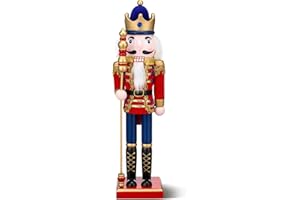 Karenhi Christmas Wooden Nutcracker 15 Inch Traditional Nutcracker Festive Christmas Decor for Xmas Party Shelves and Tables(Classic King)