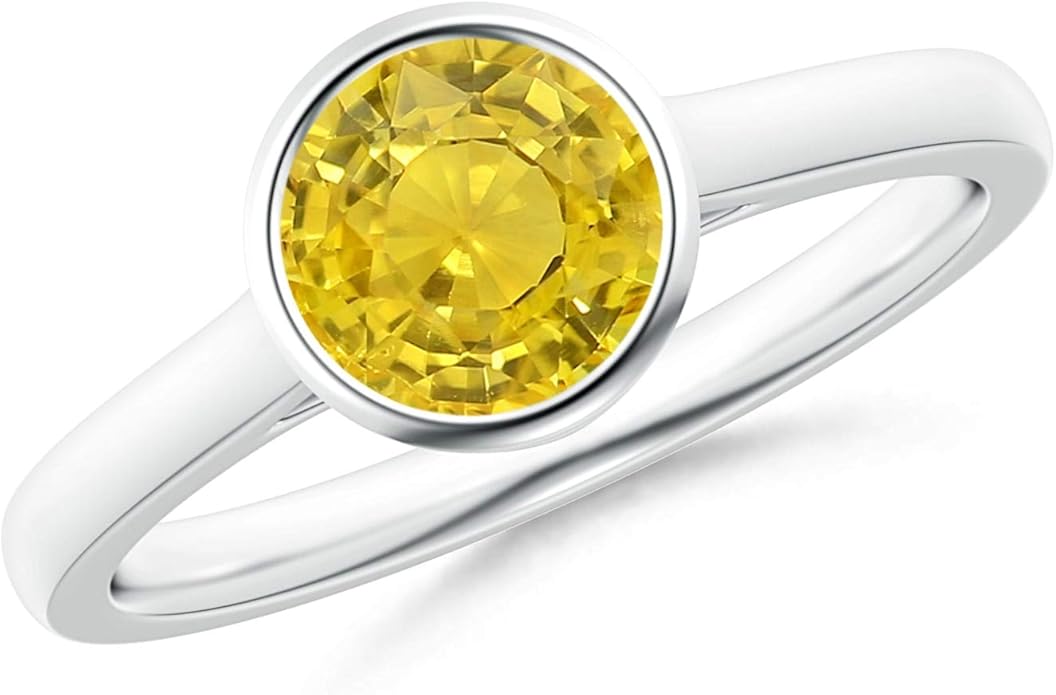 Classic BezelSet Round Yellow Sapphire Solitaire Ring (6mm