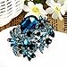 EVER FAITH Rhinestone Crystal Party Flower Leaf Vine Brooch Light Blue Antique-Gold-Tone