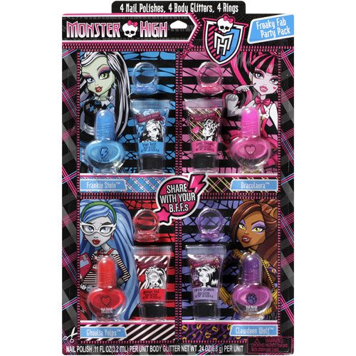 Monster High Freaky Fab Nail Polishes Body Glitters and Rings Set