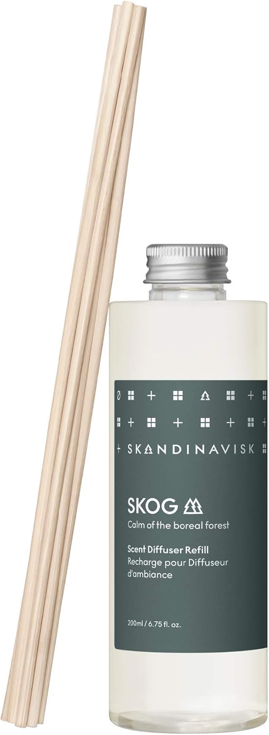 Skandinavisk SKOG 'Forest' Scent Diffuser Refill with 8 Reeds. Notes: Pine Needles and Fir Cones