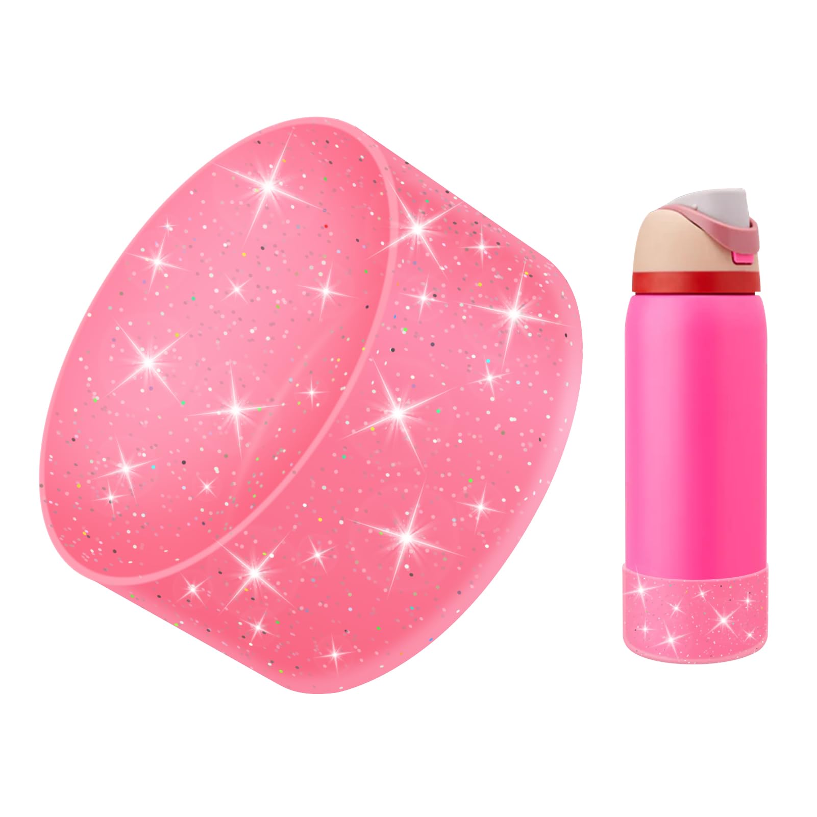Photo 1 of BKBY Protective Glitter Silicone Boot Compatible with Owala 24oz 32oz 40oz, Bling Cup Sleeve Bottom Bumper Cover Compatible with Owala FreeSip, Twist, or Flip Stainless Steel Water Bottles