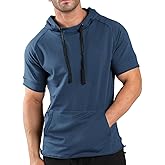 COOFANDY Men's Short Sleeve Hoodie Workout Gym Sweatshirt Muscle Fit Fashion Athletic Hoodies Pullover Cotton Hooded T-Shirts