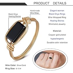 Fiklon Black Onyx Rings Crystal Rings for Women