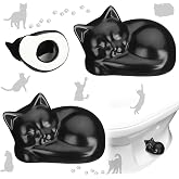 Wonderjune 2 Pack Decorative Cat Toilet Bolt Covers Screw Caps,Black | Ceramic Toilet Bolt Screw Cover Caps, Cute Sleeping Design, Fun Themed Gadgets Replacement Parts