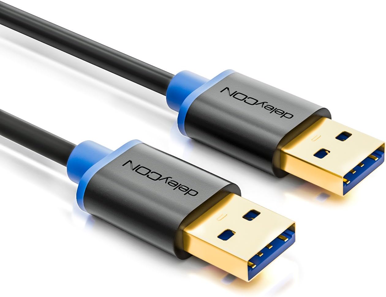 deleyCON 0.5m (1.64 ft.) USB 3.0 Super Speed Data Cable - USB A (Male) to USB A (Male) Transfer Rates up to 5Gbit/s - Black - Image 3
