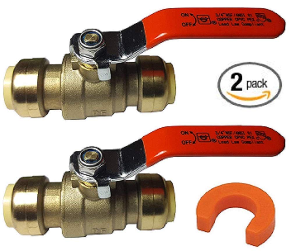 1/2" Ball Valve 2 Pack 22222-0000LF with Disconnect Clip - Lead free brass fittings for for Copper Pipe, PEX, CPVC, HDPE and PE-RT plumbing applications, 100% Satisfaction Guarantee