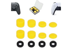 ShiMa Owl Thumb Grip Controller Gamepad Raised Antislip Thumb Stick Grips Thumbsticks Joystick Cap for PS5/4,Switch Pro Controller-Precision Rings(4pcs),Storage Case,Thumb Grips(8pcs),Yellow Set