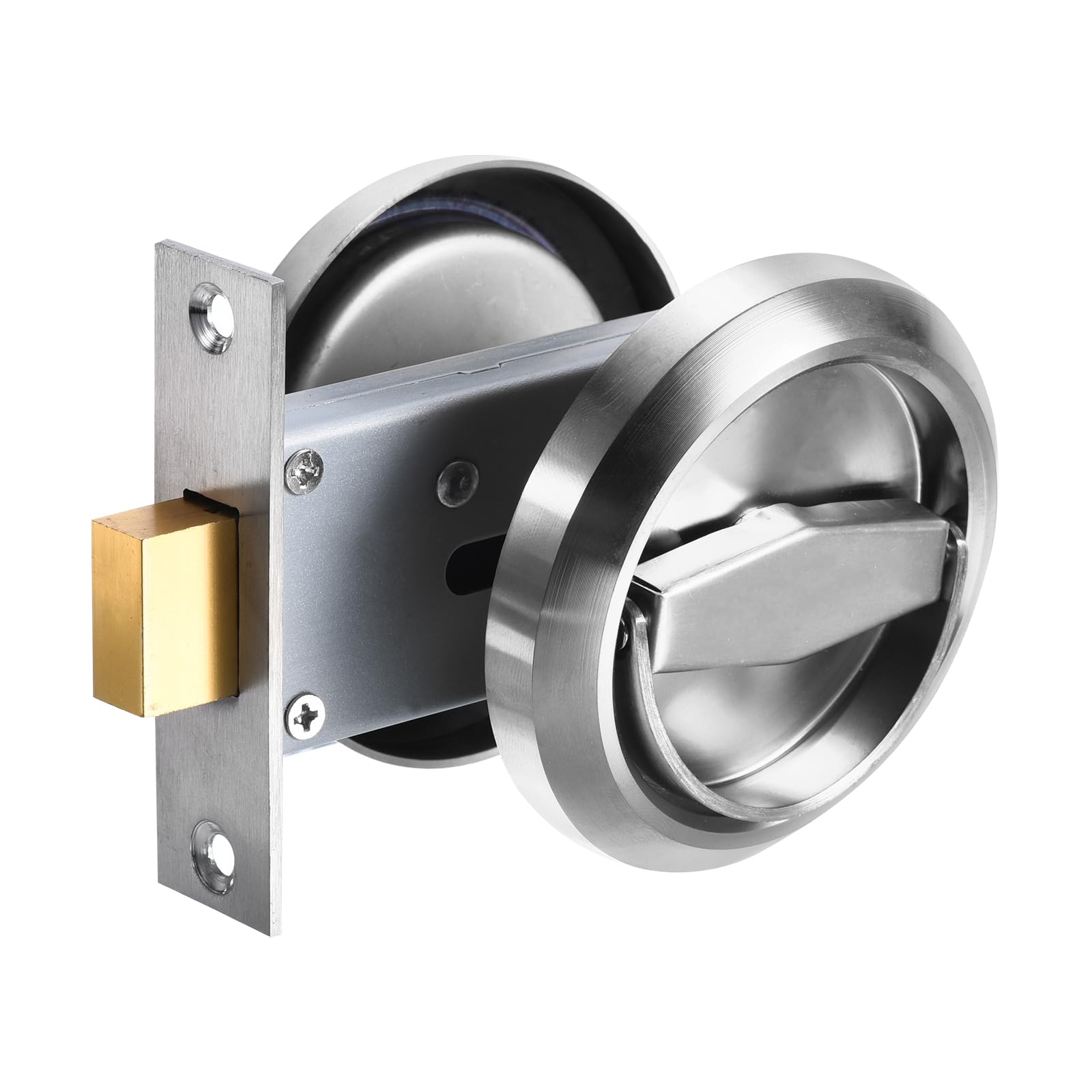 PATIKIL 4.8mm Round Recessed Pull Handle Knob, Recessed Pulls Hidden Concealed Handle Knob with Screws for Sliding Door Closet, Silver Tone