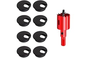 TuTuYa 8PCS Desk Grommet, Desk Grommet 1-1/2 Inch (38mm) Desk Cable Grommet Desk Cable Hole Covers with Hole Saw, Ideal Solution for Office and Home Table Cable (Black,1-1/2 Inch)