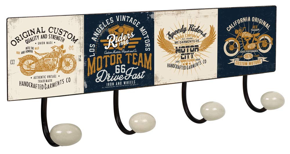 Lashuma Wall Hook Wardrobe Nostalgia 2 Sizes Metal Tin Sign Bath Hook Large Vintage Towel Hook Kitchen Hallway Retro 4 Motorbike