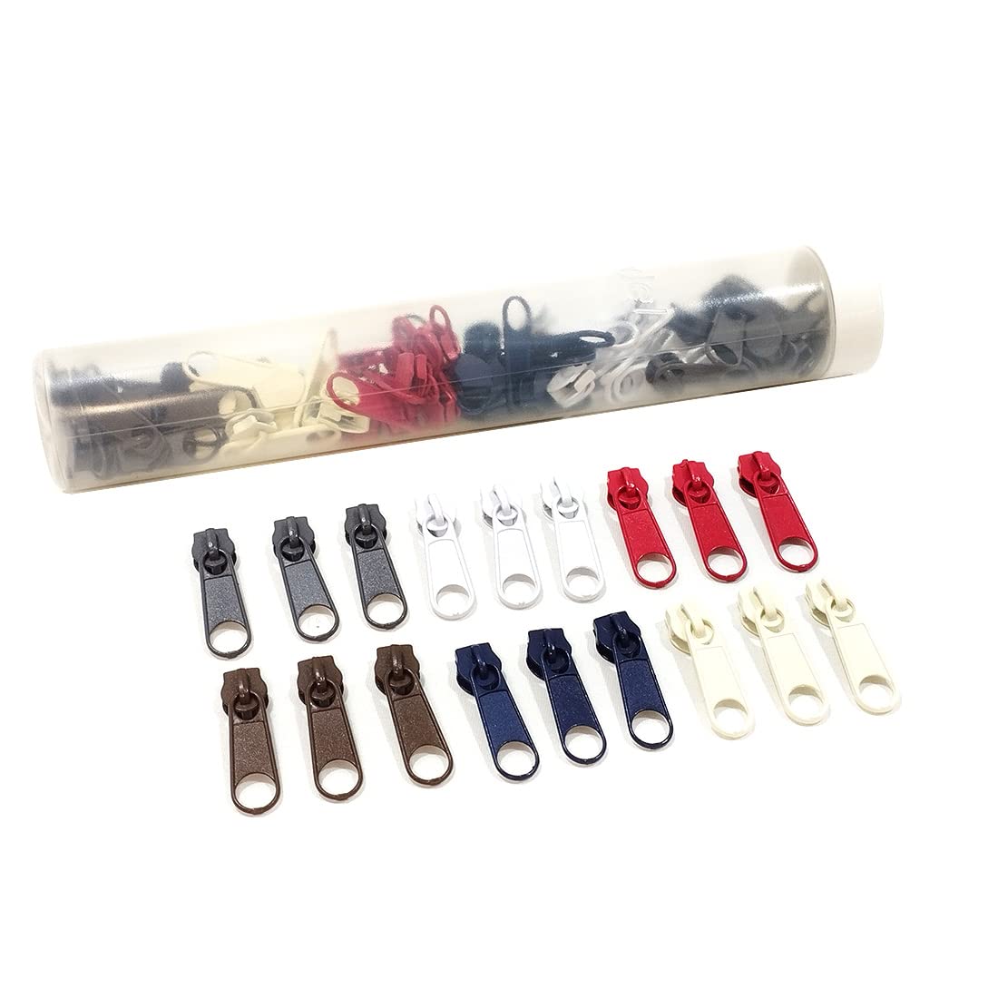 JYC CREATIVE Zipper Slider, Tube with 72 Units of Zipper Sliders, Sliders, Zipper Pullers, There are 6 Colors (#5,6 Colors1)