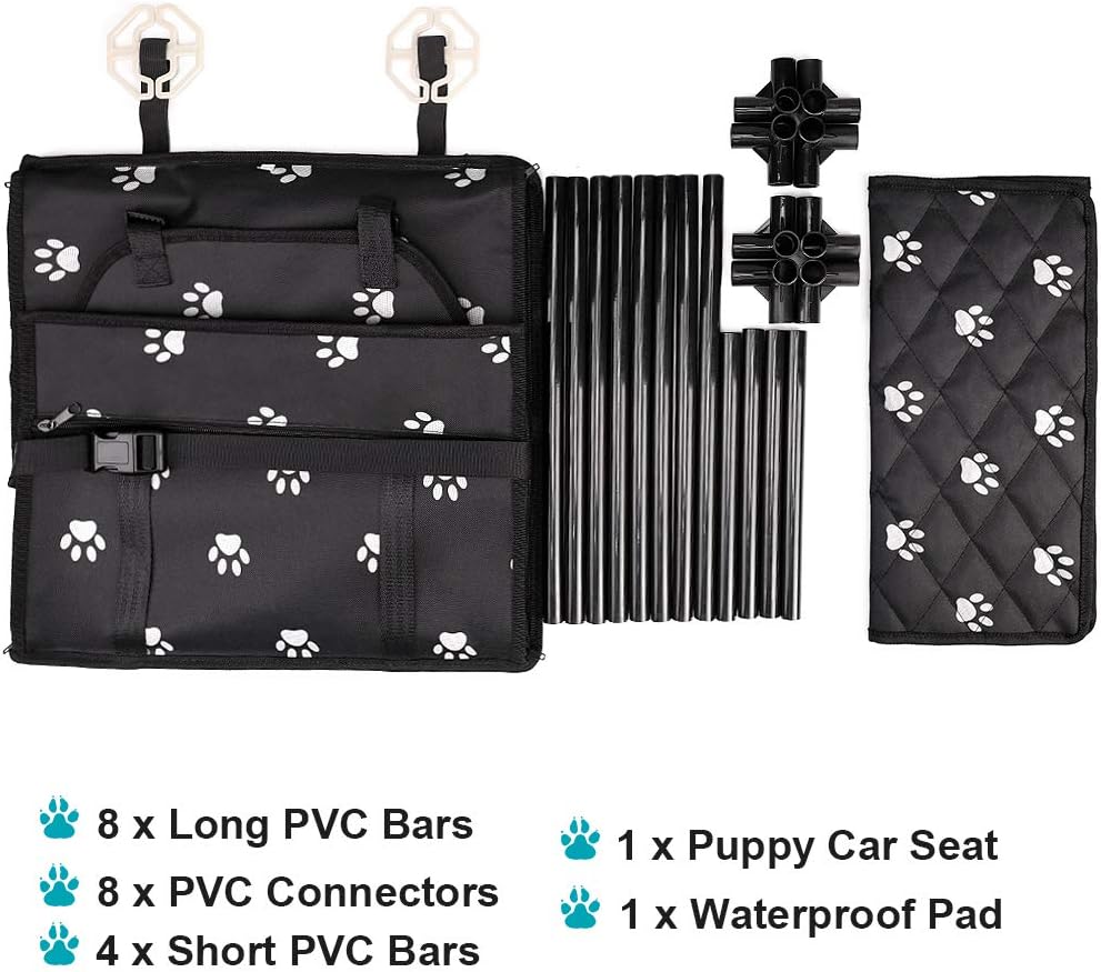 HIPPIH Small Dog Car Seat, Upgraded Sturdy Pet Car Seat for Medium Dogs with Whole PVC Bars Frame, Dog Booster Seats for Vehicles with Anti-Skid Mat, Puppy Car Seat for Pets Under 11 lb : Pet Supplies