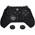 PlayVital Samurai Edition Anti Slip Silicone Case Cover for Xbox Elite Wireless Controller Series 2 Core, Ergonomic Soft Rubber Skin Protector for Xbox Elite Series 2 with Thumb Grip Caps - Black