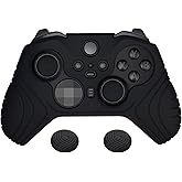 PlayVital Samurai Edition Anti Slip Silicone Case Cover for Xbox Elite Wireless Controller Series 2 Core, Ergonomic Soft Rubber Skin Protector for Xbox Elite Series 2 with Thumb Grip Caps - Black