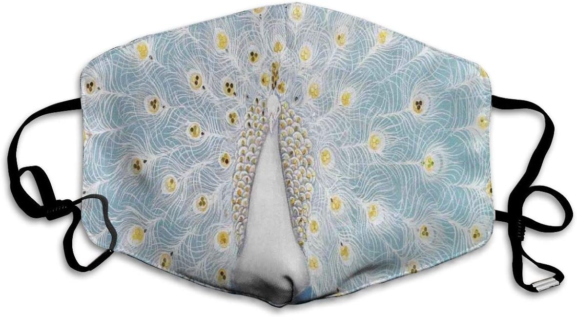 Comfortable Windproof mask,Decorative Peacock Pattern On The Wall Nature Colorful Stylish Ornate Artwork,Printed Facial decorations for adult